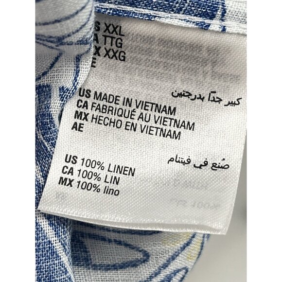 Luxury Mens Club Room Linen Floral Button Up Shirt Blue Tropical Resort Sz XXL - Picture 5 of 6